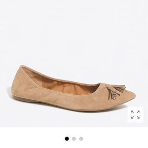 NEW J. Crew Suede Stretch Tassel Nude Flats